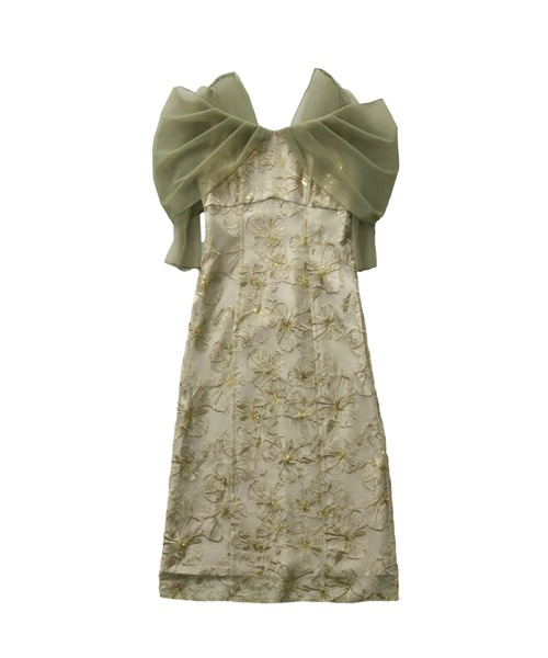 tulle drape spangle dress / チュールドレープスパンコール