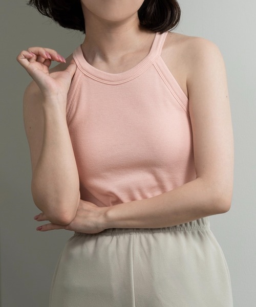 lawgy(ラウジー)の「halter neck tank top / ホルターネックタンクトップス(タンクトップ・レディース・ピンク/ホワイト/ブラック/チャコール・FREE)」の4枚目の写真