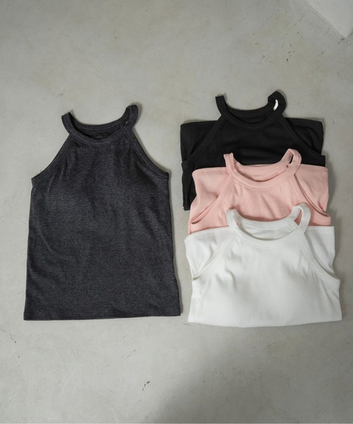lawgy(ラウジー)の「halter neck tank top / ホルターネックタンクトップス(タンクトップ・レディース・ピンク/ホワイト/ブラック/チャコール・FREE)」の3枚目の写真