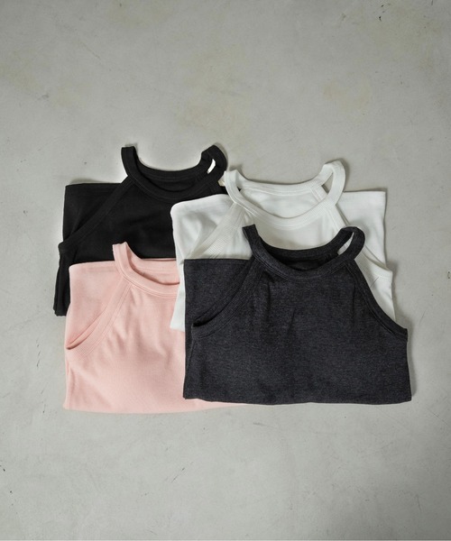 lawgy(ラウジー)の「halter neck tank top / ホルターネックタンクトップス(タンクトップ・レディース・ピンク/ホワイト/ブラック/チャコール・FREE)」の5枚目の写真