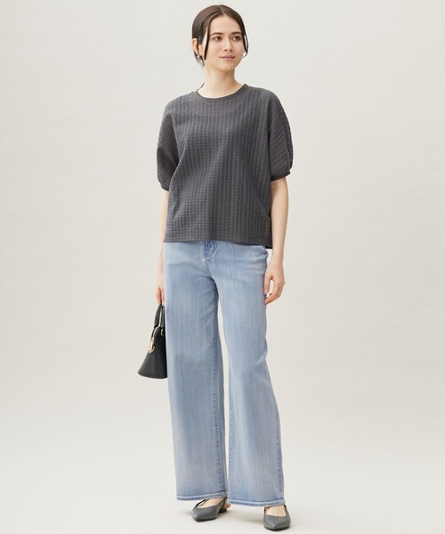 自由区(ジユウク)の「チェックジャカード カットソー(Tシャツ/カットソー・レディース・アイボリー系/グレー系/ダルブルー系・38)」の7枚目の写真
