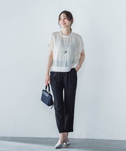 LAUTREAMONT(ロートレアモン)の「【一部店舗限定販売】シャイニーシアーコンビプルオーバー≪手洗い可能≫(シャツ/ブラウス・レディース・ホワイト/グリーン/ブラック・9号)」の15枚目の写真