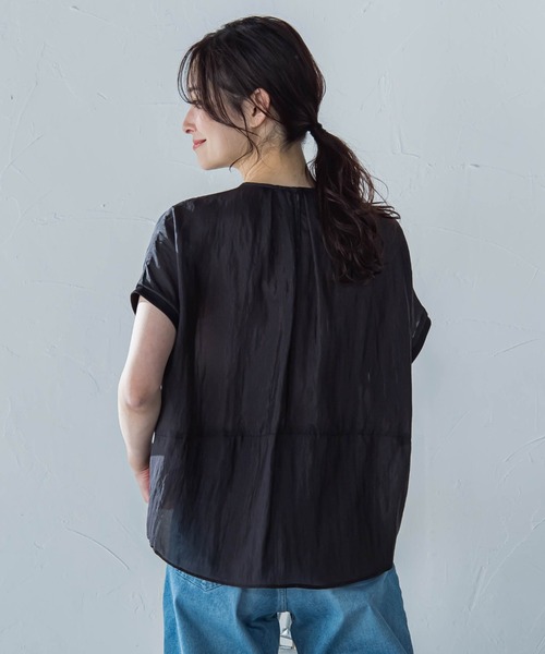 LAUTREAMONT(ロートレアモン)の「【一部店舗限定販売】シャイニーシアーコンビプルオーバー≪手洗い可能≫(シャツ/ブラウス・レディース・ホワイト/グリーン/ブラック・9号)」の14枚目の写真