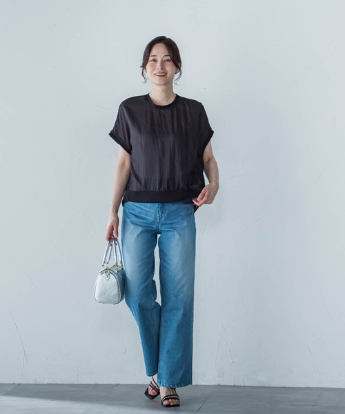 LAUTREAMONT(ロートレアモン)の「【一部店舗限定販売】シャイニーシアーコンビプルオーバー≪手洗い可能≫(シャツ/ブラウス・レディース・ホワイト/グリーン/ブラック・9号)」の13枚目の写真