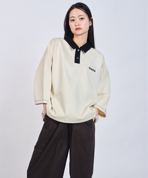 CIASU(シアス)の「ギザステッチポロシャツ(ポロシャツ・メンズ・アイボリー/ネイビー/ブラック/ブラウン・MEDIUM/LARGE)」の5枚目の写真