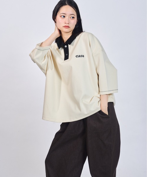 CIASU(シアス)の「ギザステッチポロシャツ(ポロシャツ・メンズ・アイボリー/ネイビー/ブラック/ブラウン・MEDIUM/LARGE)」の7枚目の写真