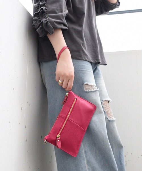 styiro(スタイロ)の「バッグinバッグにもなる牛革2wayショルダー/クラッチ(ショルダーバッグ・レディース・ターコイズブルー/シルバー/ネイビー/キャメル/レッド/ブラック/フューシャピンク・FREE)」の14枚目の写真