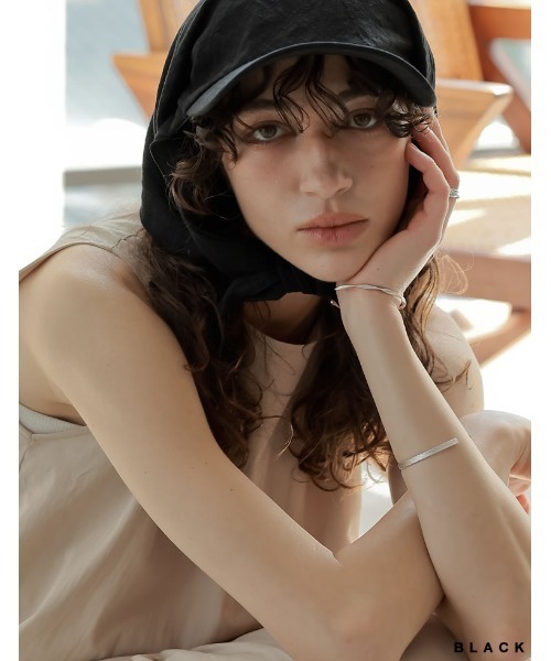 Re:EDIT（リエディ）の「[2025 SUMMER COLLECTION]チェック柄バックリボンキャップ（キャップ・レディース・ネイビー/グレー/ブラック・FREE）」の4枚目の写真