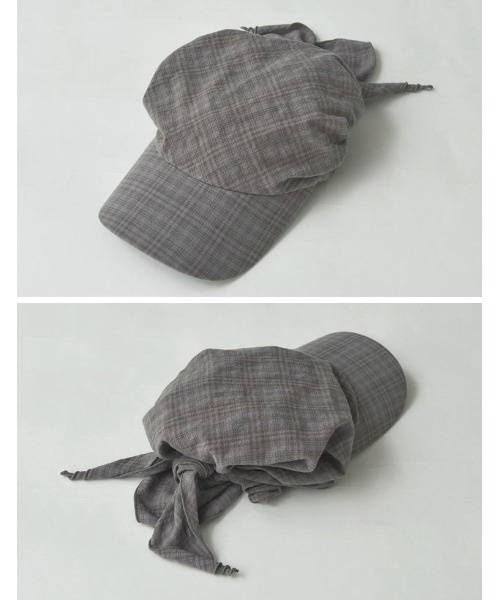 Re:EDIT（リエディ）の「[2025 SUMMER COLLECTION]チェック柄バックリボンキャップ（キャップ・レディース・ネイビー/グレー/ブラック・FREE）」の7枚目の写真