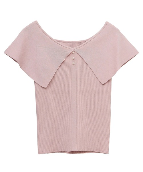 【全3色】ノースリブニットトップ　アイボリー レッド ブラック【pola-t4637top】( vdh )(241125) セール】ビッグカラーノースリニットトップス（Tシャツ