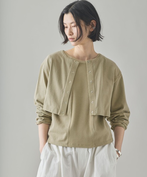 Curensology(カレンソロジー)の「Curensology(カレンソロジー)/<&RC>フェードコンビカーディガン(カーディガン/ボレロ・レディース・ベージュ/グレー・FREE)」の3枚目の写真