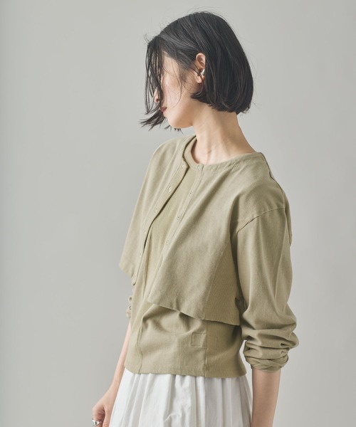 Curensology(カレンソロジー)の「Curensology(カレンソロジー)/<&RC>フェードコンビカーディガン(カーディガン/ボレロ・レディース・ベージュ/グレー・FREE)」の4枚目の写真