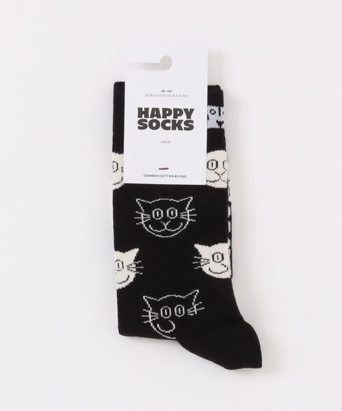 Happy Socks（ハッピーソックス）の「【RS】【Happy Socks】 CAT Design sock（ソックス/靴下・レディース・ブラック系その他/ホワイト/ブラック・SMALL/MEDIUM）」の2枚目の写真