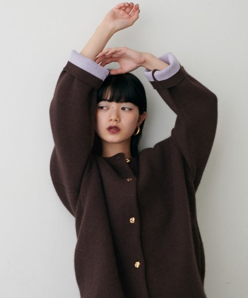 セール】【LARUTA】FOX混Wフェイスニットコート（ノーカラーコート