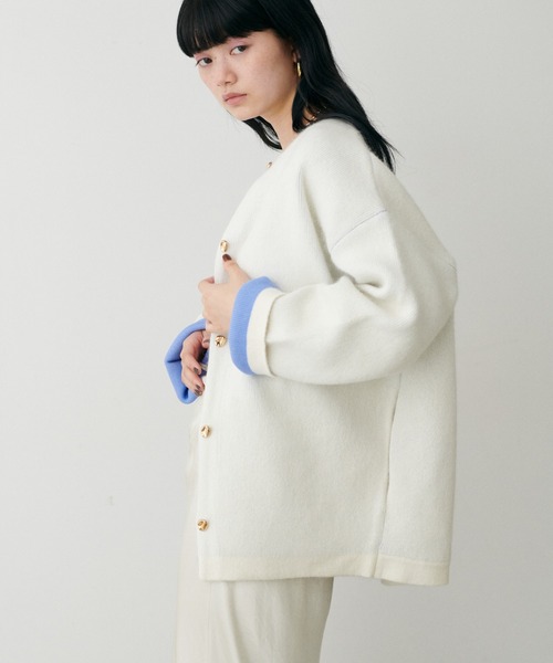 セール】【LARUTA】FOX混Wフェイスニットコート（ノーカラーコート