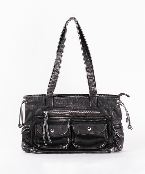 me+em select(ミームセレクト)の「【 3color 】アウトポケットジップアップエンボスヴィンテージハンドバッグ / out pocket zipup embossed vintage handbag ※※(ショルダーバッグ・レディース・ブラック系1/ホワイト/ブラック・FREE)」の21枚目の写真