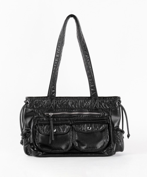 me+em select(ミームセレクト)の「【 3color 】アウトポケットジップアップエンボスヴィンテージハンドバッグ / out pocket zipup embossed vintage handbag ※※(ショルダーバッグ・レディース・ブラック系1/ホワイト/ブラック・FREE)」の22枚目の写真