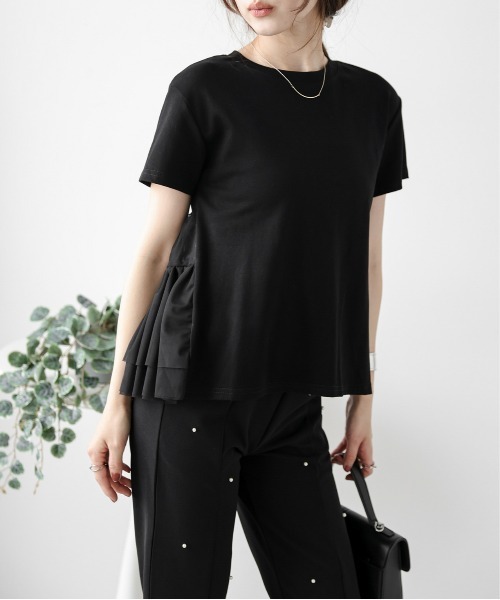 AMELY(エミリー)の「バックシアーフリルTシャツ(Tシャツ/カットソー・レディース・ブラック/ホワイト・フリー)」の4枚目の写真