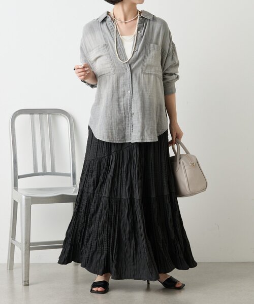 Jena espace merveilleux（ジェナ　エスパスメルヴェイユ）の「ガーゼデニムシャツ（シャツ/ブラウス・レディース・ブルー/グレー・FREE）」の11枚目の写真