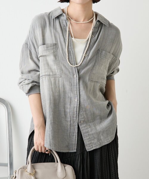 Jena espace merveilleux（ジェナ　エスパスメルヴェイユ）の「ガーゼデニムシャツ（シャツ/ブラウス・レディース・ブルー/グレー・FREE）」の12枚目の写真