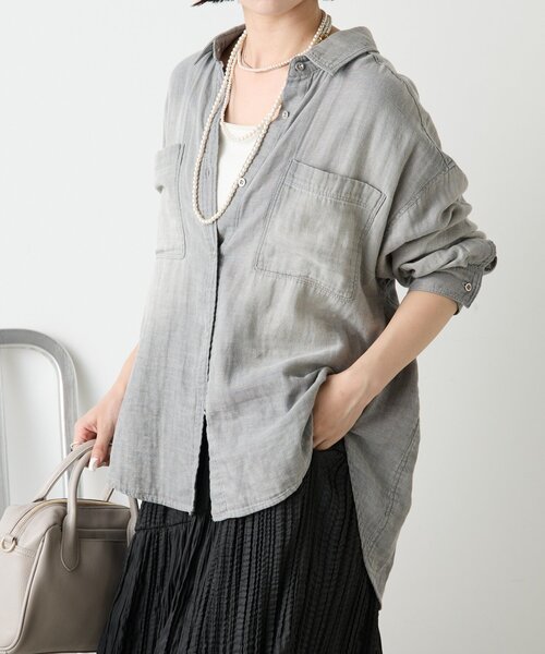 Jena espace merveilleux（ジェナ　エスパスメルヴェイユ）の「ガーゼデニムシャツ（シャツ/ブラウス・レディース・ブルー/グレー・FREE）」の14枚目の写真