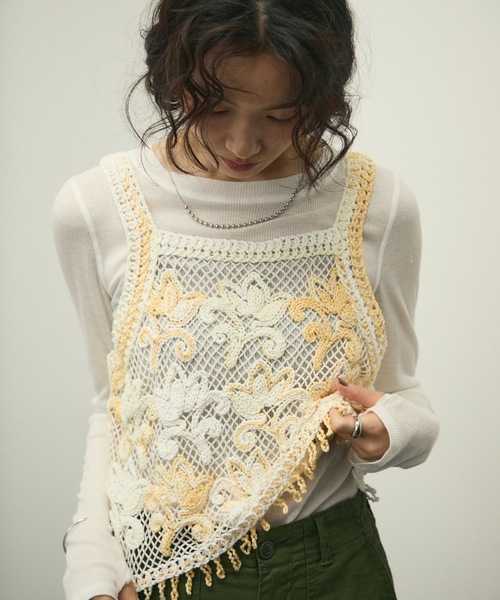 セール】Crochet square bustier / クロシェ編みスクエア