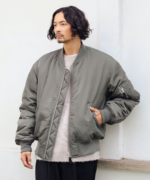 B:MING by BEAMS（ビーミングバイビームス）の「撥水 ナイロン MA-1（ユニセックス）（MA-1・メンズ・オリーブ/ブラック・M/S/XL/L）」の6枚目の写真