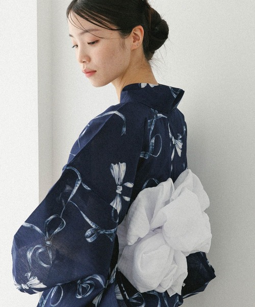 ♡♡様♡オーダー♡浴衣♡ハンドメイド 即日発送】ホワイトブラック桜柄浴衣 【浴衣3点セット 浴衣/帯