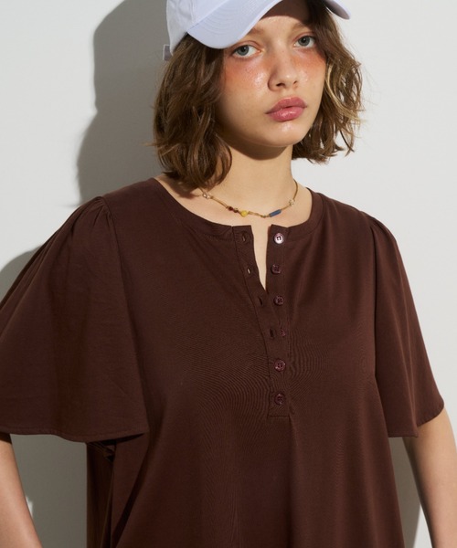 Unitage（ユニテージ）の「フレアスリーブカットワンピース（ワンピース・レディース・オレンジ/ブラウン/ブラック・FREE）」の6枚目の写真