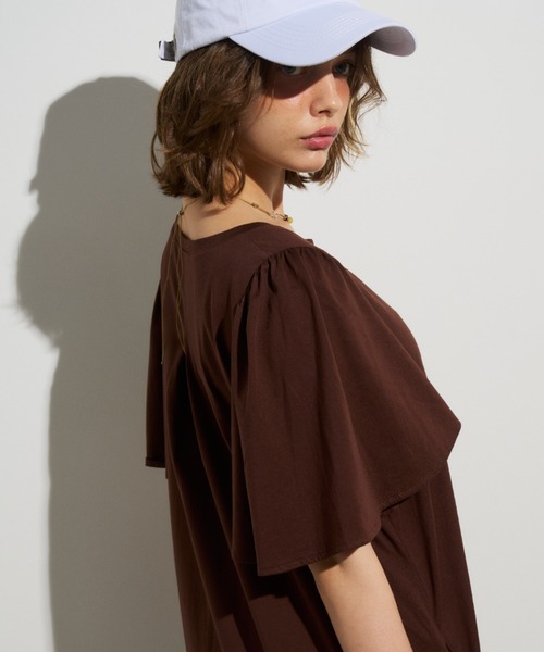 Unitage（ユニテージ）の「フレアスリーブカットワンピース（ワンピース・レディース・オレンジ/ブラウン/ブラック・FREE）」の5枚目の写真