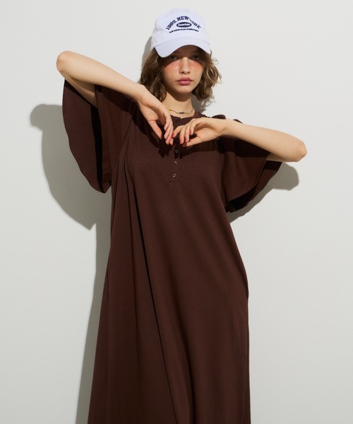 Unitage（ユニテージ）の「フレアスリーブカットワンピース（ワンピース・レディース・オレンジ/ブラウン/ブラック・FREE）」の8枚目の写真