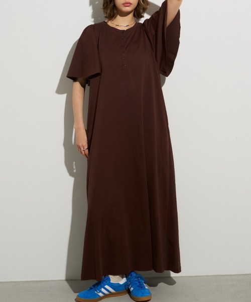 Unitage（ユニテージ）の「フレアスリーブカットワンピース（ワンピース・レディース・オレンジ/ブラウン/ブラック・FREE）」の9枚目の写真