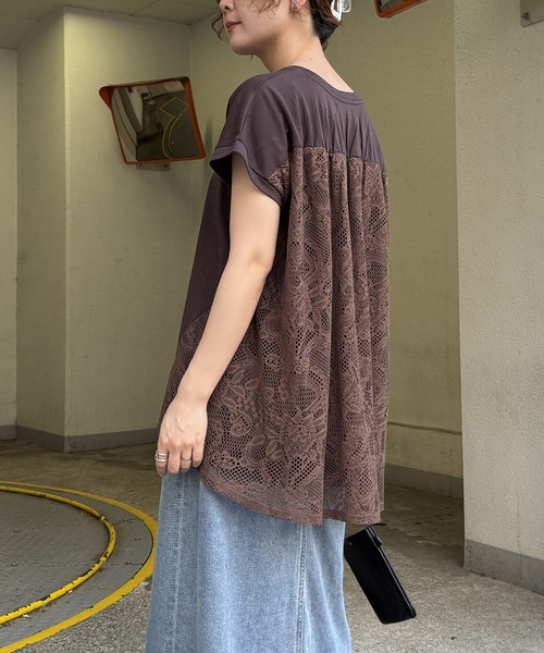 LBC(エルビーシー)の「バックレースレイヤープルオーバー(Tシャツ/カットソー・レディース・ホワイト/ブラウン/チャコール・M)」の14枚目の写真