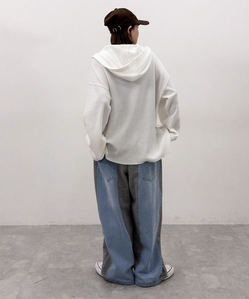 niko and...(ニコアンド)の「【MODE NORM CORE】デニムパッチワークパンツ(デニムパンツ・レディース・ネイビー/ブラック/グレー/ダークブルー/サンドグレー/アイボリー・MEDIUM/LARGE)」の20枚目の写真