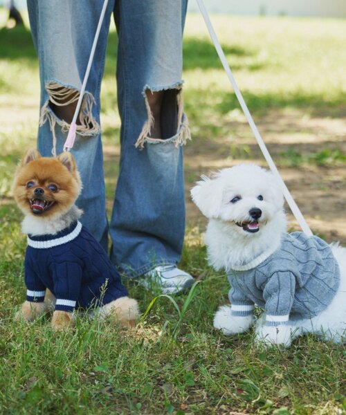 CIAOPANIC TYPY（チャオパニックティピー）の「【ドッグウェア】お揃いが叶う！コットン１００％DOGチルデンニット巾着付き（ペットウェア・レディース・ネイビー/グレー/バーガンディー・MEDIUM/SMALL）」の3枚目の写真