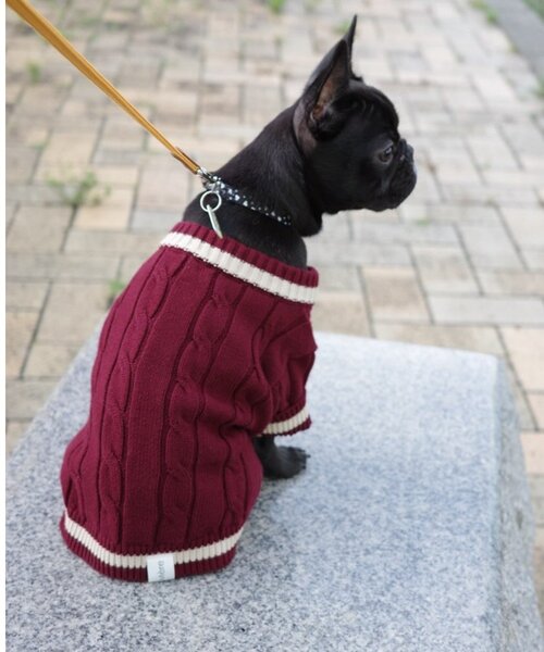 CIAOPANIC TYPY（チャオパニックティピー）の「【ドッグウェア】お揃いが叶う！コットン１００％DOGチルデンニット巾着付き（ペットウェア・レディース・ネイビー/グレー/バーガンディー・MEDIUM/SMALL）」の9枚目の写真