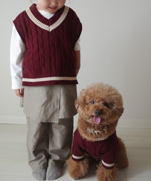 CIAOPANIC TYPY（チャオパニックティピー）の「【ドッグウェア】お揃いが叶う！コットン１００％DOGチルデンニット巾着付き（ペットウェア・レディース・ネイビー/グレー/バーガンディー・MEDIUM/SMALL）」の18枚目の写真