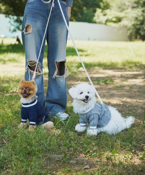 CIAOPANIC TYPY（チャオパニックティピー）の「【ドッグウェア】お揃いが叶う！コットン１００％DOGチルデンニット巾着付き（ペットウェア・レディース・ネイビー/グレー/バーガンディー・MEDIUM/SMALL）」の20枚目の写真