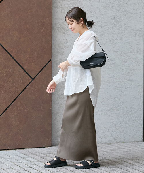 JOURNAL STANDARD（ジャーナルスタンダード）の「《WEB限定追加3》ハリヌキテレコロングスカート（スカート・レディース・チャコールグレー/ブラック・FREE）」の18枚目の写真