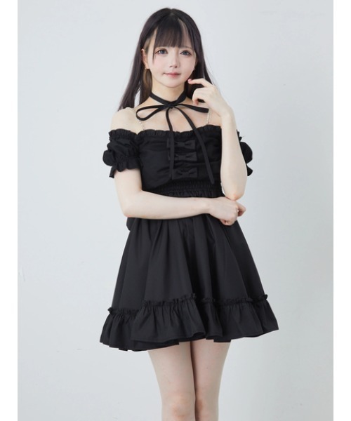 Ank Rouge(アンクルージュ)の「おリボンオフショルドーリーワンピース(ワンピース・レディース・ピンク/レッド/ブラック・M)」の6枚目の写真