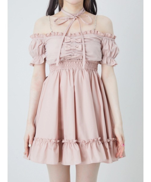 Ank Rouge(アンクルージュ)の「おリボンオフショルドーリーワンピース(ワンピース・レディース・ピンク/レッド/ブラック・M)」の7枚目の写真