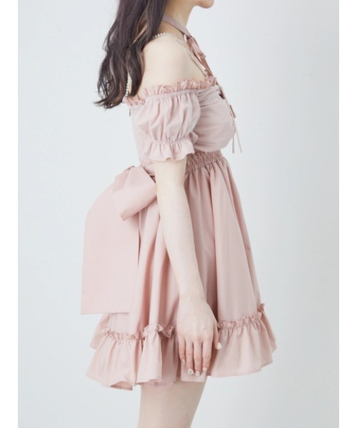 Ank Rouge(アンクルージュ)の「おリボンオフショルドーリーワンピース(ワンピース・レディース・ピンク/レッド/ブラック・M)」の8枚目の写真