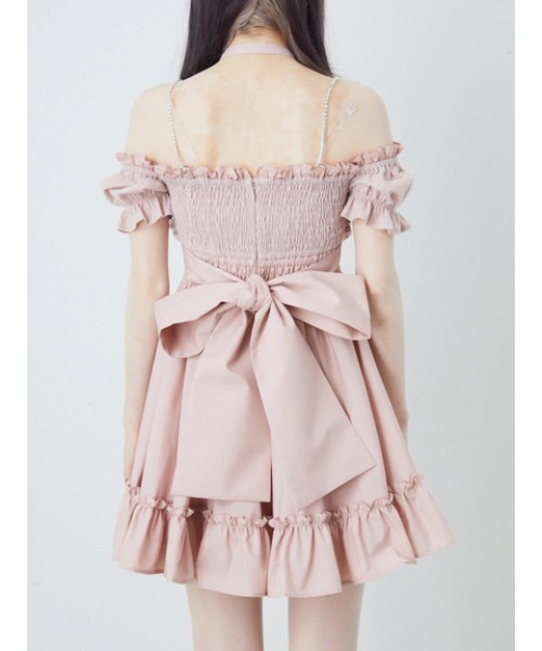 【お取り置き承り中】アンクルージュ おリボンオフショルド一リ一ワンピース オフショルリボンお姉さんワンピース - Ank Rouge(アンクルージュ)の