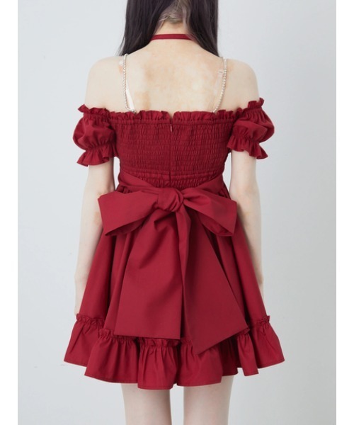 おリボンオフショルドーリーワンピース（ワンピース）｜Ank Rouge