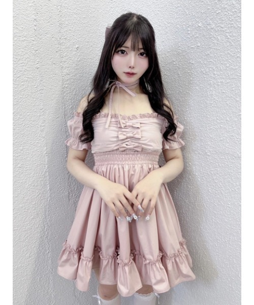 【お取り置き承り中】アンクルージュ おリボンオフショルド一リ一ワンピース オフショルリボンお姉さんワンピース - Ank Rouge(アンクルージュ)の