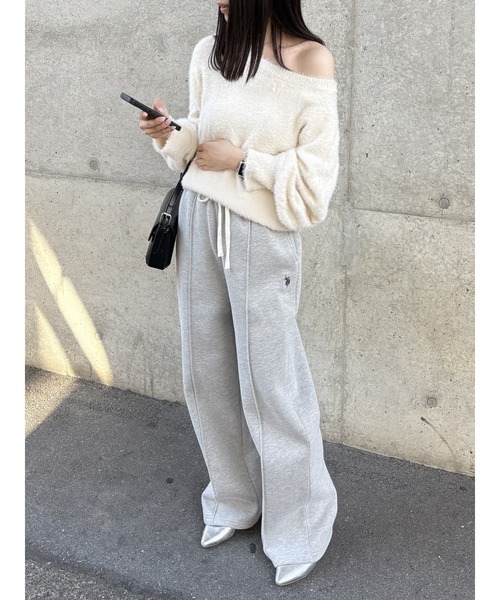 U.S. POLO ASSN.（ユーエスポロアッスン）の「GeeRA別注【U.S. POLO ASSN.】フロントラインスウェットワイドパンツ（スウェットパンツ・レディース・ネイビー/杢グレー・MEDIUM/LARGE/X-LARGE）」の9枚目の写真