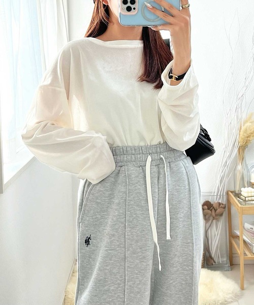 U.S. POLO ASSN.（ユーエスポロアッスン）の「GeeRA別注【U.S. POLO ASSN.】フロントラインスウェットワイドパンツ（スウェットパンツ・レディース・ネイビー/杢グレー・MEDIUM/LARGE/X-LARGE）」の19枚目の写真