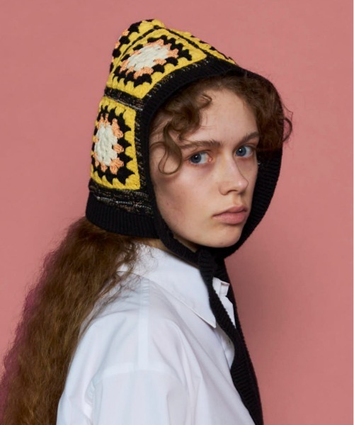 MAISON SPECIAL（メゾンスペシャル）の「Crochet Motif Balaclava/クロシェモチーフバラクラバ（ニットキャップ/ビーニー・レディース・ブラック/ブルー・FREE）」の2枚目の写真