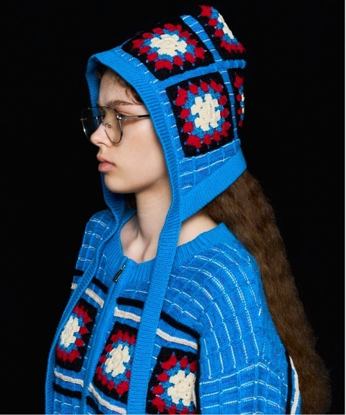 MAISON SPECIAL（メゾンスペシャル）の「Crochet Motif Balaclava/クロシェモチーフバラクラバ（ニットキャップ/ビーニー・レディース・ブラック/ブルー・FREE）」の4枚目の写真