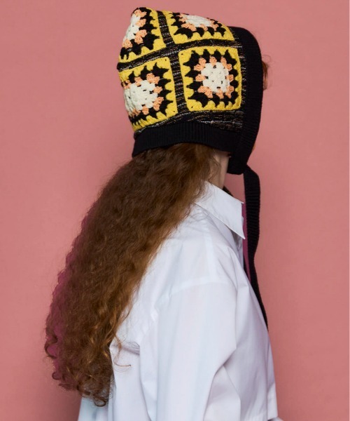 MAISON SPECIAL（メゾンスペシャル）の「Crochet Motif Balaclava/クロシェモチーフバラクラバ（ニットキャップ/ビーニー・レディース・ブラック/ブルー・FREE）」の6枚目の写真